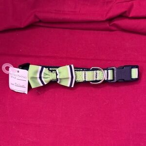 Martha Stewart Green and Black Dog Collar with Bow Tie - Medium